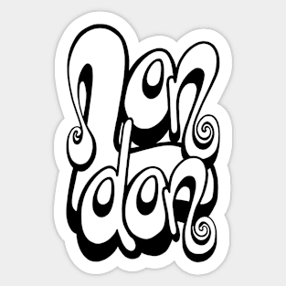 London lettering art - white and black Sticker